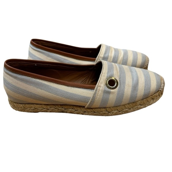 Hunter Adler Blue and White Striped Slip On Espadrilles Flats Womens Size 7 - Picture 1 of 10